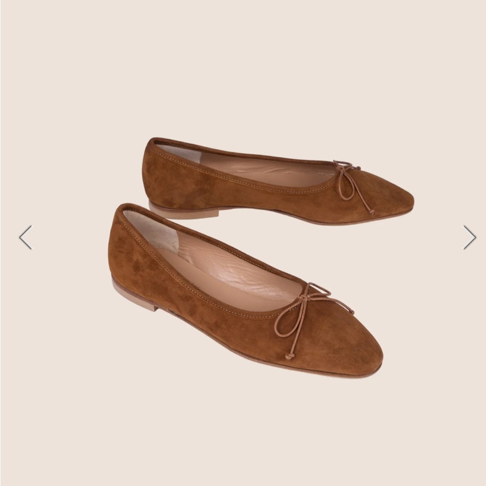 A. Soliani Como Amaretto Tan Suede Ballet Flats Shoes Size 42